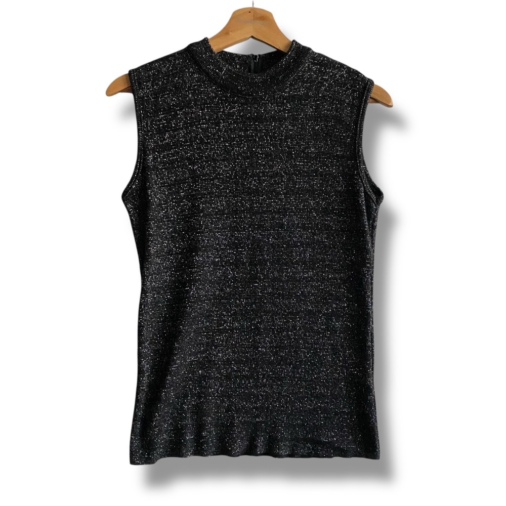 Vintage 1970's Patrician Metallic Mock Neck Sweater Vest